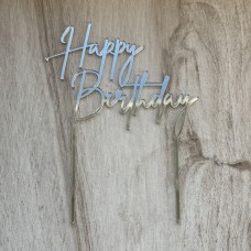 Топпер "Happy Birthday 7351" / акрил / срібло / 10х13 см