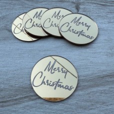 Набір топперів "Merry Christmas" / акрил / золото / d-5 см / 5 шт.
