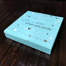 Коробка для 16 цукерок / 185х185х30 / тіффані / зол. тиснення
