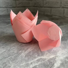 Форма паперова для кексу "Тюльпан 150" / рожеві / d-50 / 10 шт.