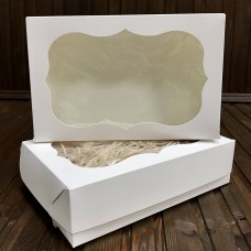 Коробка для зефіру, еклерів / 230х150х60 / біла / вікно