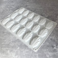 Форма силіконова "Мушля-мадлен" / планшет / 18 шт. / білі