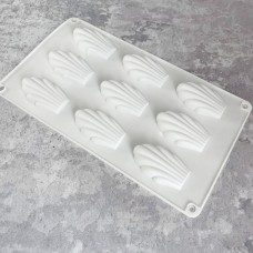 Форма силіконова "Мушля-мадлен" / планшет / 9 шт. / білі