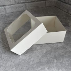 Коробка для бенто торта / 150х150х70 / кришка-дно / біла / вікно