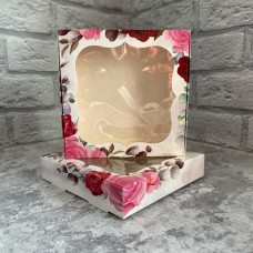 Коробка для цукерок, печива / 150х150х30 / троянди / вікно