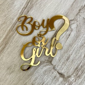 Топпер торцевий "Girl or Boy" / акрил / золото / 10х10 см