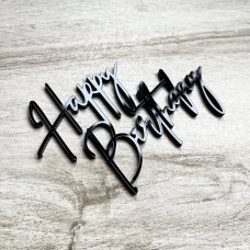 Топпер торцевий "Happy Birthday 1896" / акрил / чорний / 11х8 см