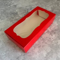 Коробка для зефіру, еклерів / 200х100х50 / червона / вікно