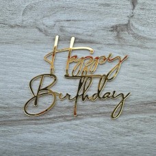 Топпер торцевий "Happy Birthday 7179" / акрил / золото / 10х8 см