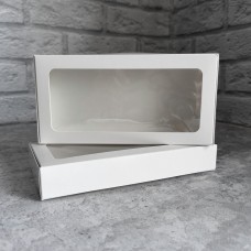 Коробка для цукерок, печива / 200х100х30 / біла / вікно