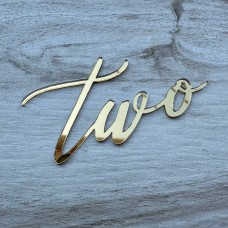 Топпер торцевий "Two" / акрил / золото / 10х6 см