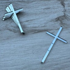 Набір топперів "Хрестики" / акрил / срібло / 3х6 см / 5 шт.