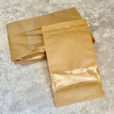 Пакет дой-пак 14х24 см / крафт / вікно / 50 шт