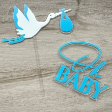 Набір топперів "Oh Baby" / акрил / блакитний