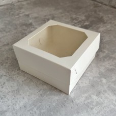 Коробка для десертів / 130х130х70 / біла / вікно