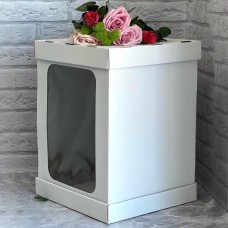 Коробка для торта / 320х320х450 / гофра / три частини / вікно